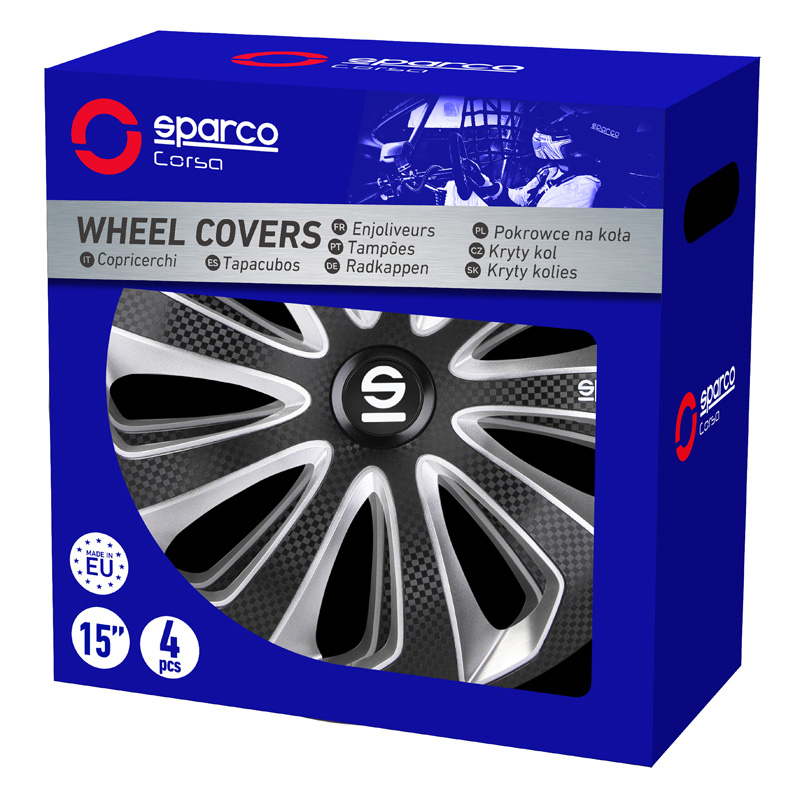Sparco Wheel Covers Sicilia - 14-inch - Black/Silver/Carbon - Set of 4 pieces