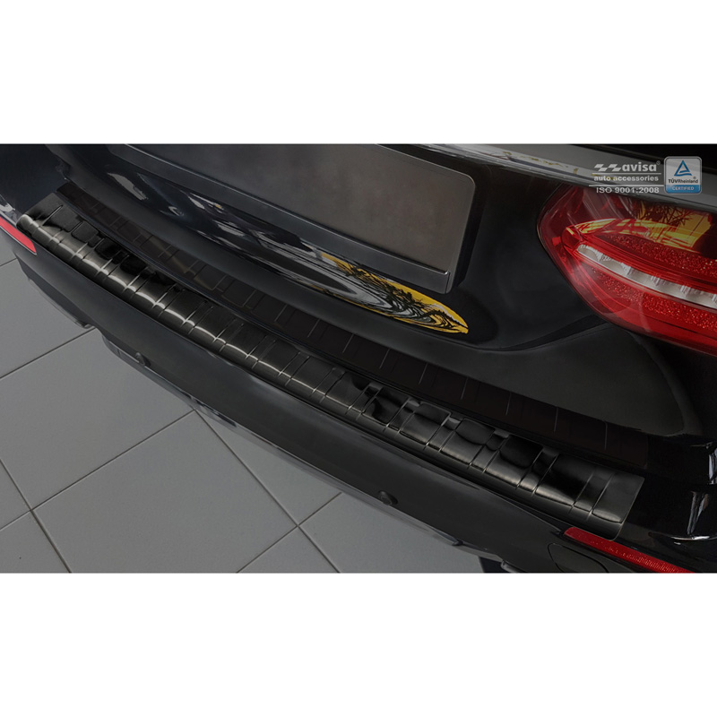 Zwart RVS Achterbumperprotector  Mercedes E-Klasse W213 Kombi 2016- 'Ribs'