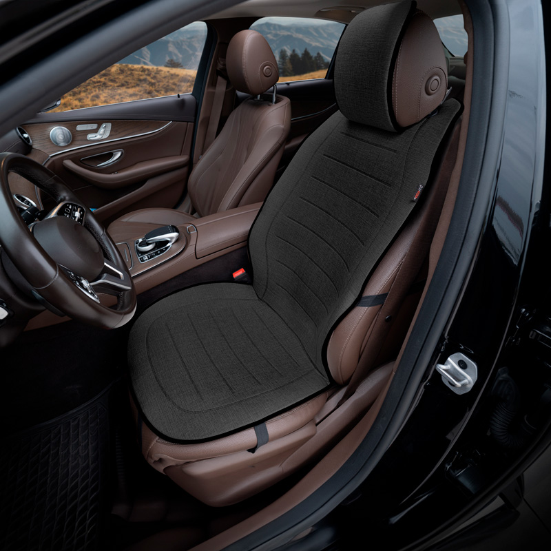 Universal Protective Seat Cover/Cushion 'Front' Black Linen - single piece