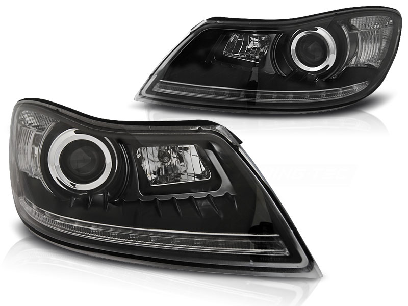 Koplampen Skoda Octavia 08-12 LED DRL Zwart