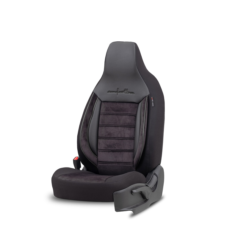 Universele Velours/Stoffen 'CityBug' Stoelhoezenset 'Comfortline' Zwart/Grijs - 9-delig - geschikt voor Side-Airbags