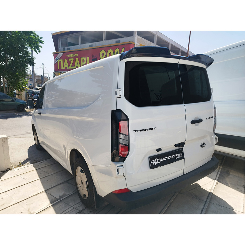 Motordrome Roof spoiler V.3  Ford Transit Custom (V710) 2023- & Volkswagen Transporter T7 2024- (with 2 barn doors) (PU)