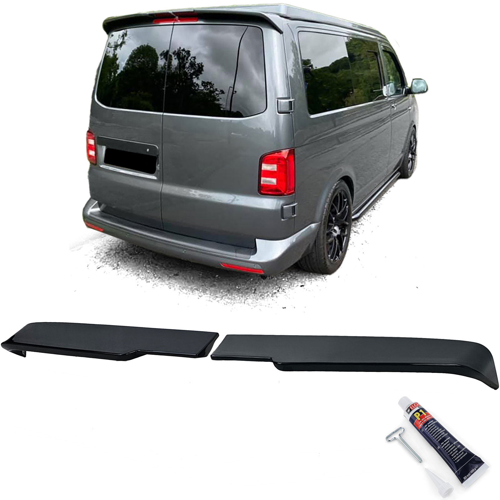 Achterspoiler VW T6 / T6.1 Multivan Caravelle Deuren Glans Zwart