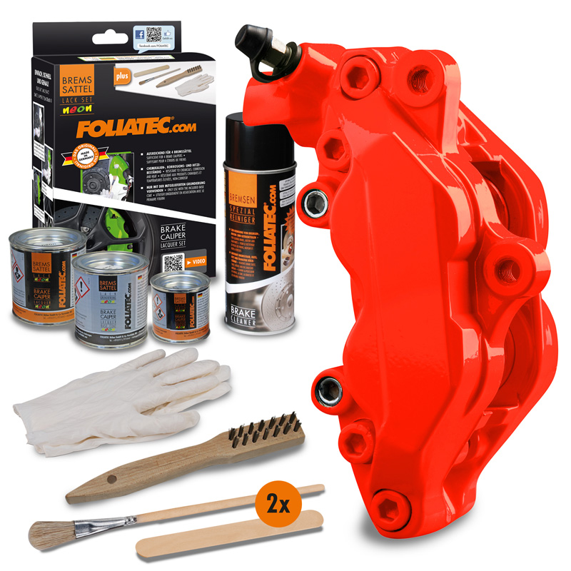 Foliatec Brake Caliper Lacquer Set - NEON red - 4 Components