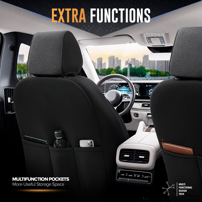 Universal Linen/Leather/Fabric Seat cover set 'Throne' Crème - 11-pieces -  Side-Airbags