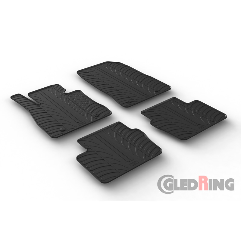 Rubber car mats set  Mazda 2 11/2014- (T profile 4-pieces + mounting clips)