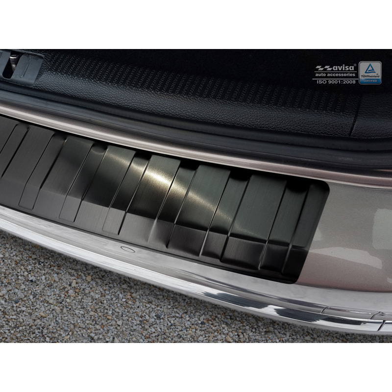 Black Stainless Steel Rear bumper protector  Volkswagen Passat 3C Variant 2011-2014 'Ribs'