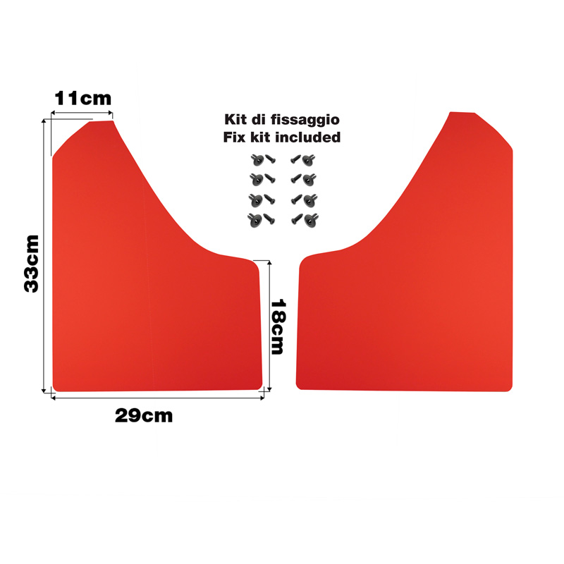 Simoni Racing Universele spatlappen set - Zwart - incl. bevestigingsschroeven - Rood ABS