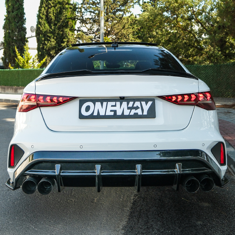 Oneway Heckschürzenansätze (Seitenteile) passend für Audi A3 (8Y) Limousine S-Line/S3 Facelift 2025- - Schwarz glänzend