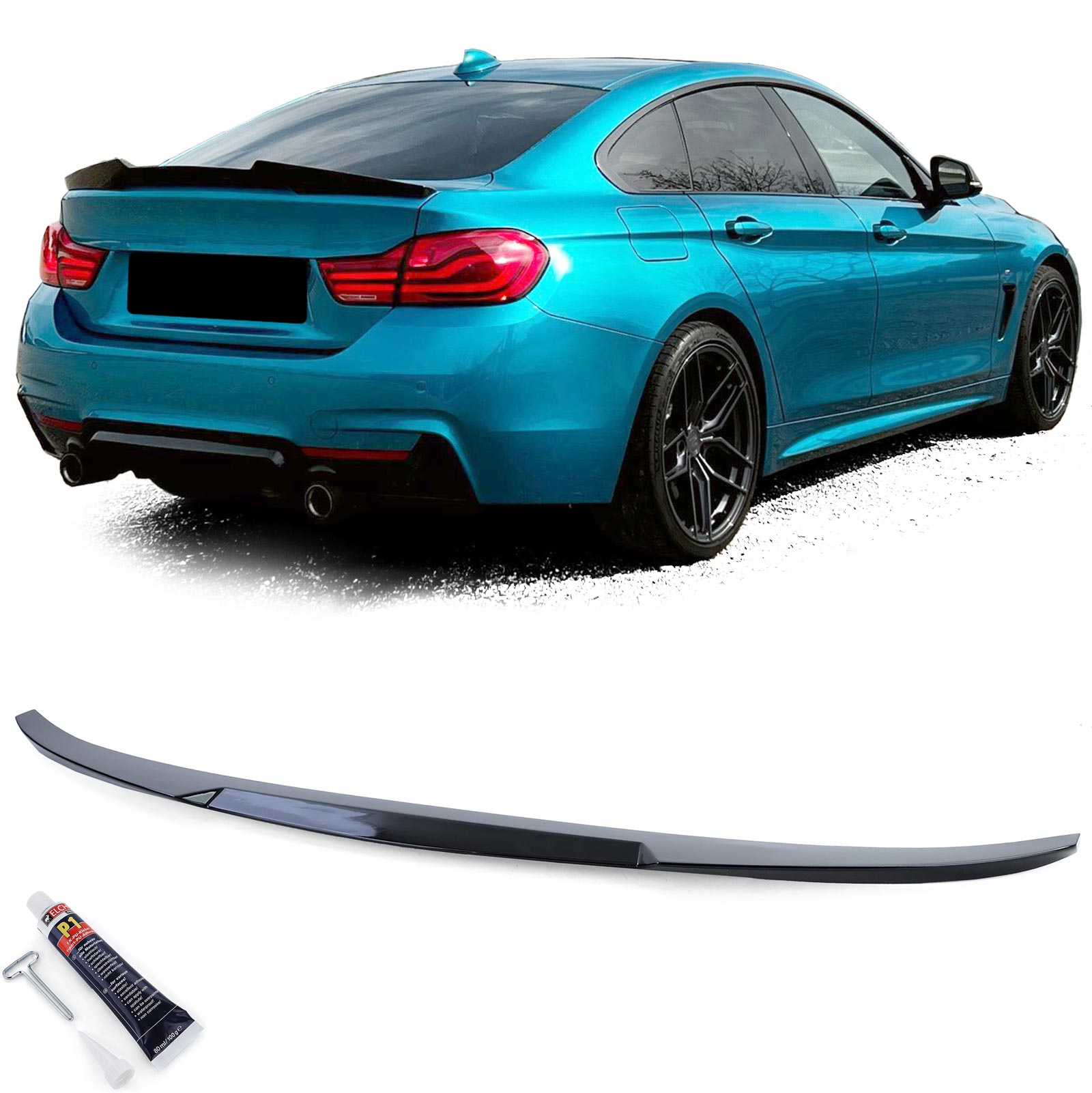 Spoiler BMW 4 Serie F36 Gran Coupe CSL Look Glans Zwart