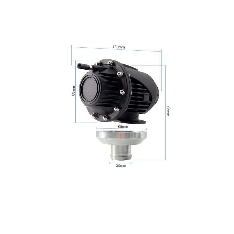 Simoni Racing Universele Blow-Off Valve Type 14 - voor benzineturbomotoren - Aansluiting 25mm, Lengte 95mm, Diameter 75mm - Zwart