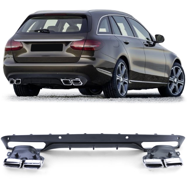 Achterbumper Diffusor Mercedes C-Klasse Kombi S205 C63 Look incl. Sierstukken