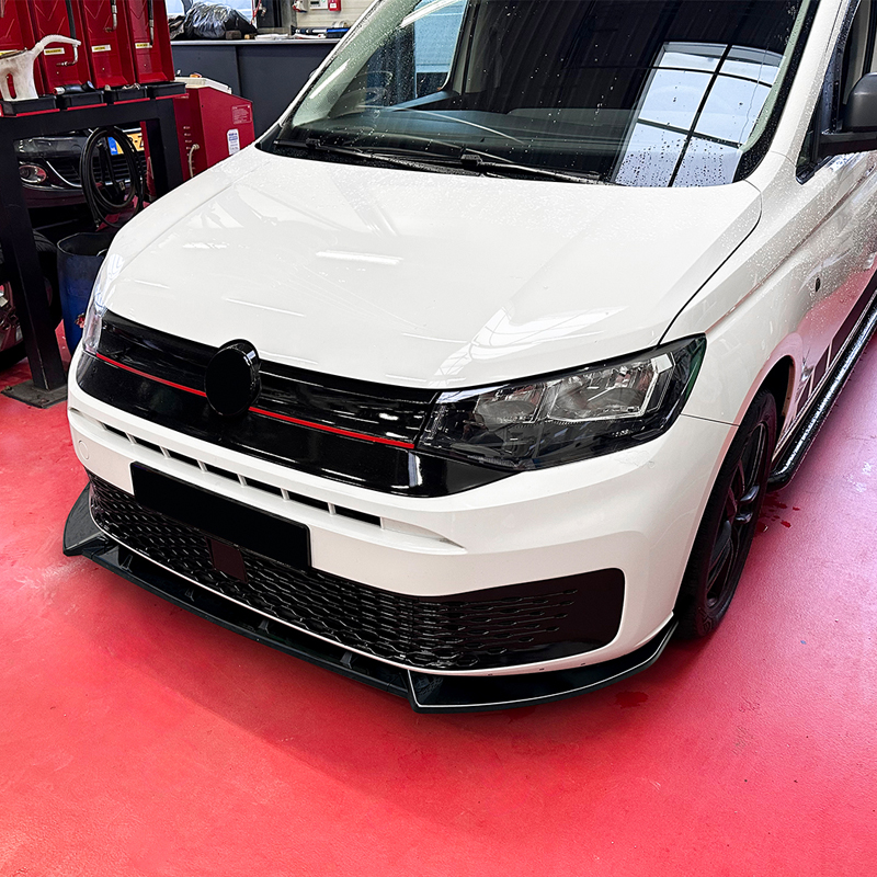 Front spoiler lip  Volkswagen Caddy V 2020- (Glossy Black ABS)