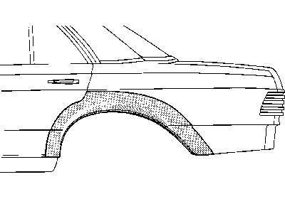 spatbordrand, links Mercedes E klasse, W123, 1976-1985