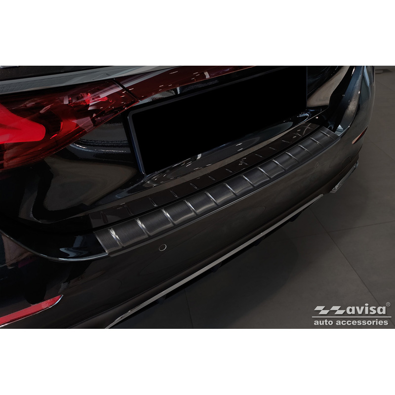 Black Stainless Steel Rear bumper protector  Mercedes E-Class W214 Sedan 2023- 'Ribs'