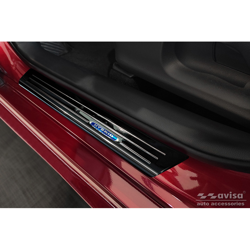 Black Inox door sill protectors  Toyota Yaris 2020- incl. Facelift, excl. GR / Toyota Yaris Cross 2021- / Toyota C-HR II 2023- 'Hybrid' - 4-pieces