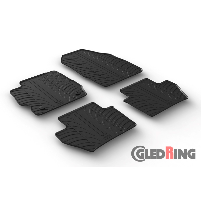 Rubber car mats set  Ford Ka+ 5-doors 9/2017- (T profile 4-pieces + mounting clips)