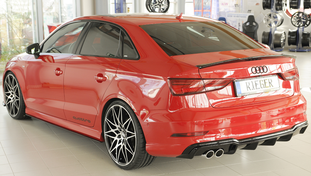 Achter diffusor Rieger Audi A3 8V 16-20 Sedan/Cabrio S-line Glans Zwart