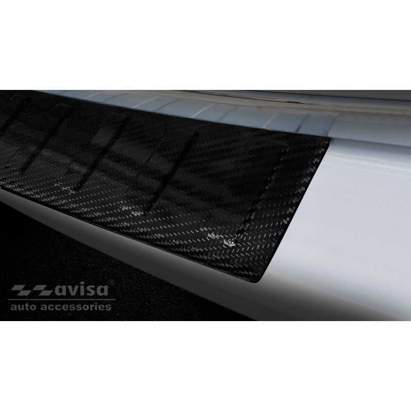 Echt 3D Carbon Achterbumperprotector  Volkswagen Transporter T6 2015- (met achterklep) 'Ribs'