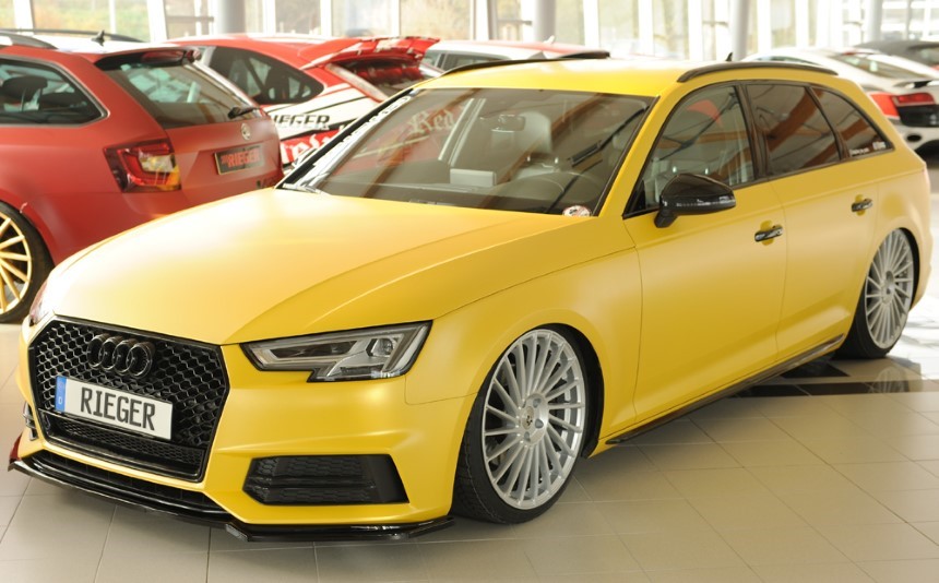 Voorspoiler Audi A4/S4 B9 Rieger glans zwart