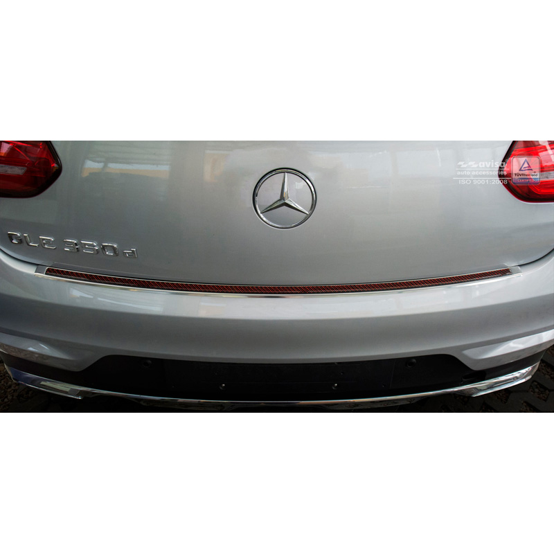 Stainless Steel Rear bumper protector 'Deluxe'  Mercedes GLE Coupé 2015- Chrome/Red-Black Carbon