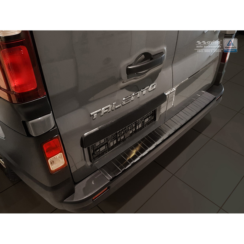 Black Stainless Steel Rear bumper protector  Opel Vivaro 2014-2019 & Renault Trafic 2014-2019 & FL 2019- / Fiat Talento 2016- / Nissan NV300 2016-2019 & FL 2019-2021 'Ribs'