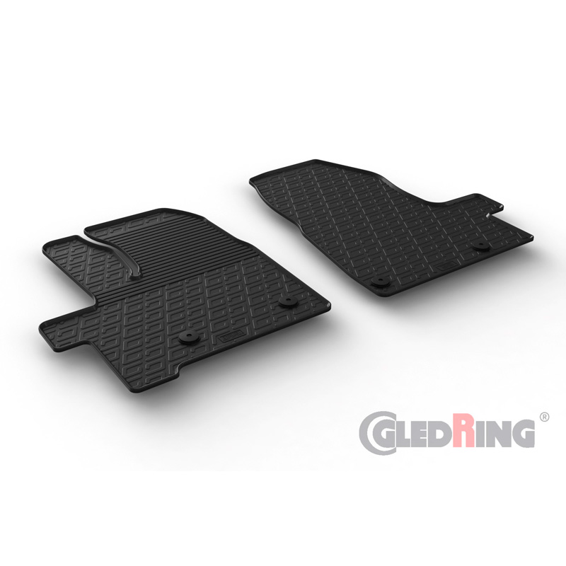 Rubber car mats set  Ford Tourneo Custom/Passenger 2018- (Automatic gear) (G profile 2-pieces + mounting clips)