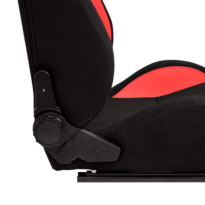 Sport seat 'MR' - Black Synthetic leather + Red Pine Fabric- Dual-side reclinable back-rest - incl. slides