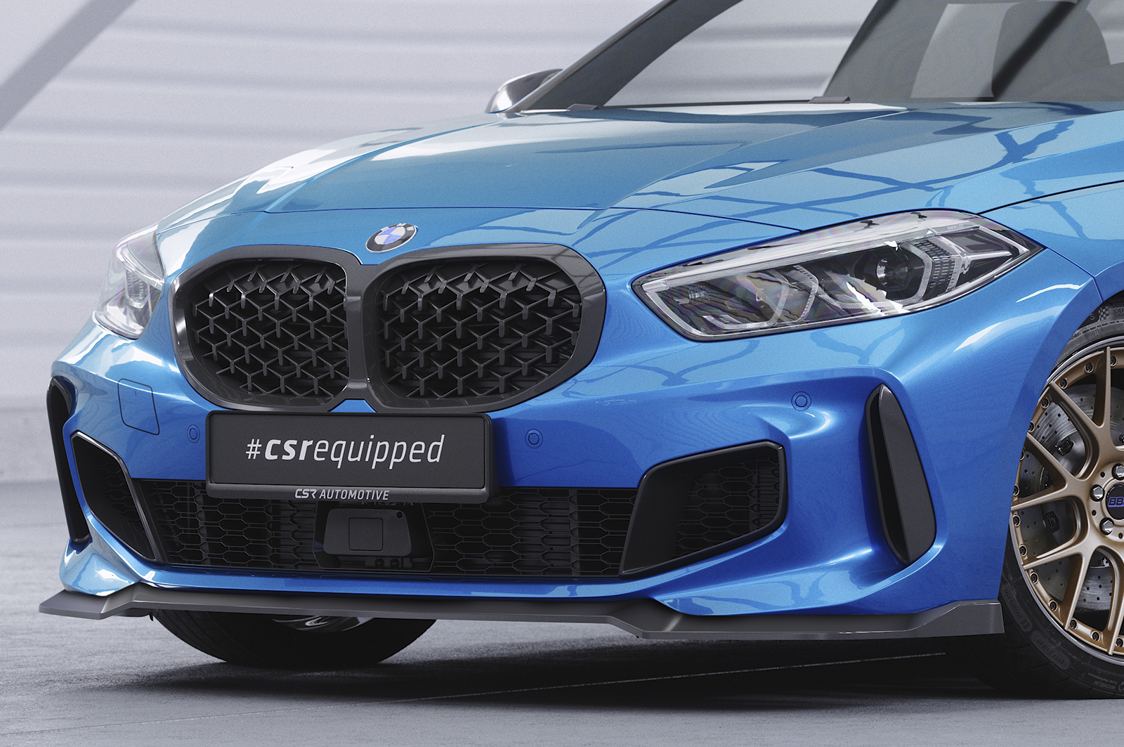 Voorspoiler BMW 1 Serie F40 M Pakket CSR Glans Zwart