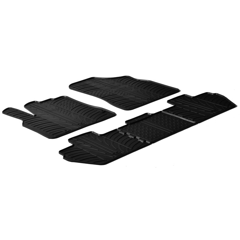 Rubber car mats set  Citroen Berlingo / Peugeot Partner 2008-2018 (T profile 5-pieces + mounting clips)