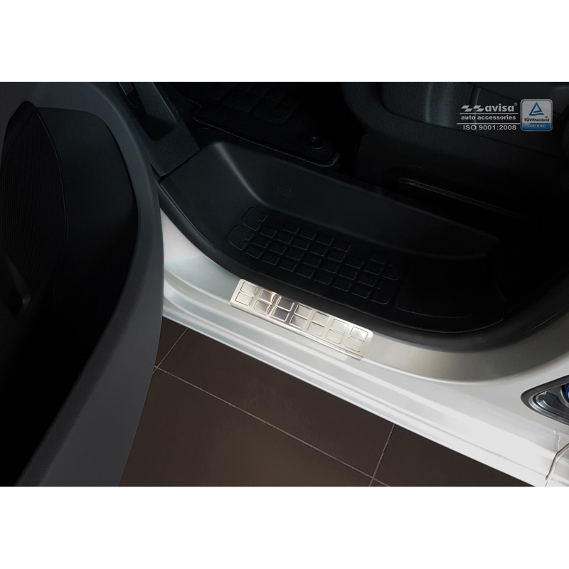 Inox door sill protectors  Citroën Jumpy & Spacetourer / Peugeot Expert & Traveller / Toyota Proace 2016- / Opel Vivaro / Zafira Life 2019- & Fiat Scudo / Ulysse 2022- - 'Rectangles' - 2-pieces front doors