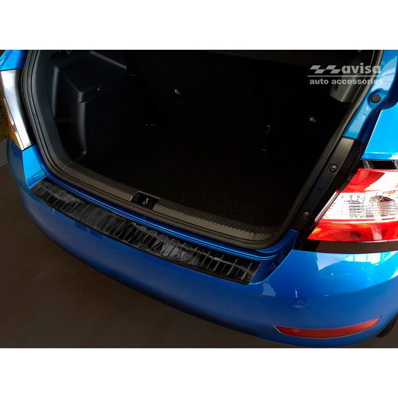 Black Stainless Steel Rear bumper protector  Skoda Fabia III HB 5-doors Facelift 2018-2021 'Ribs'