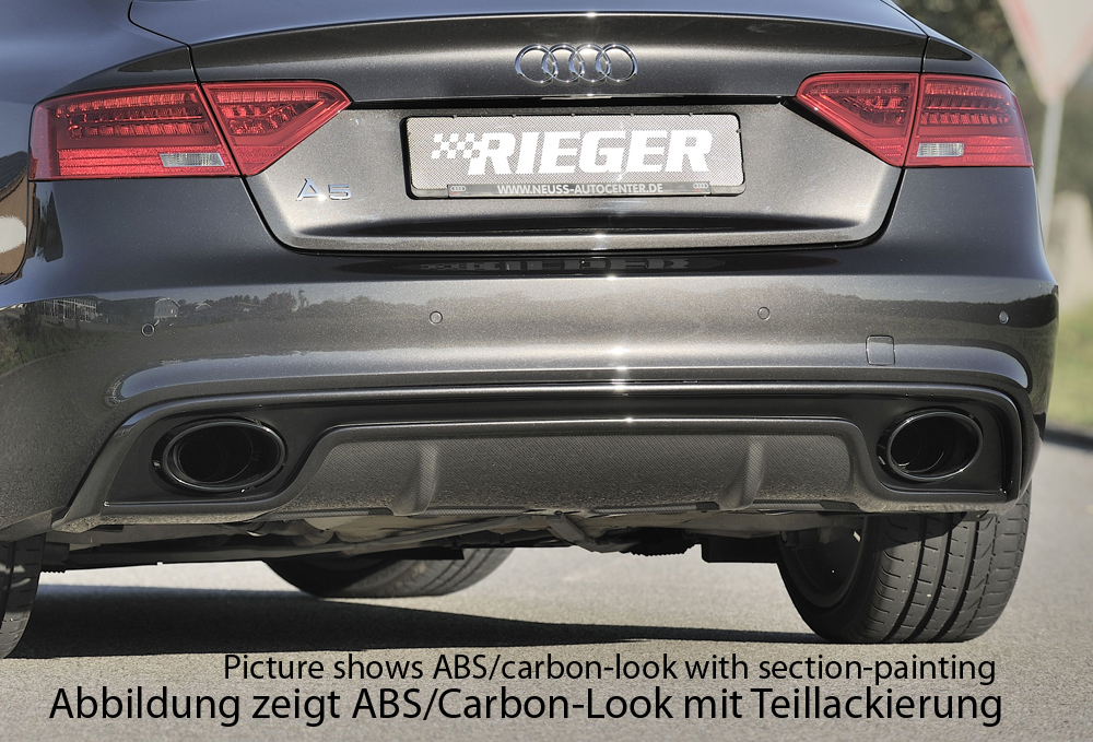 RS Look diffuser Audi A5 S-Line S5 11-16 Sportback Rieger Glans Zwart