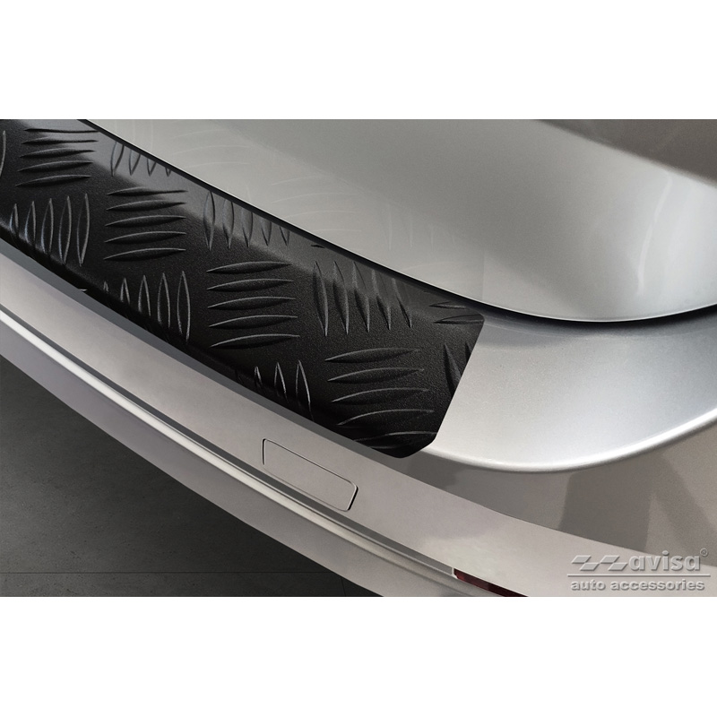 Matt Black Aluminum Rear bumper protector  Skoda Octavia IV Kombi 2020-2024 & FL 2024- (incl. RS, excl. Scout) 'Riffled Plate'
