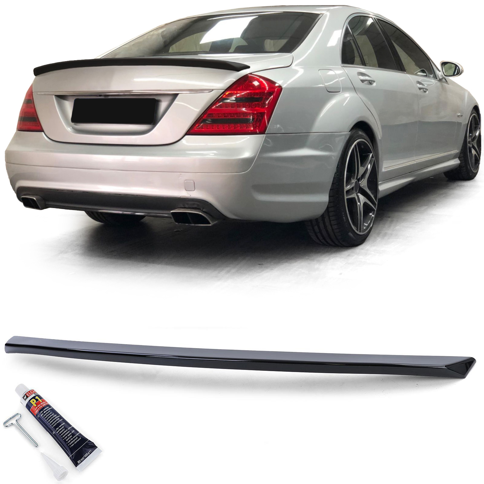 Achterklep spoiler Mercedes S-klasse W221 05-09 Glanzend zwart