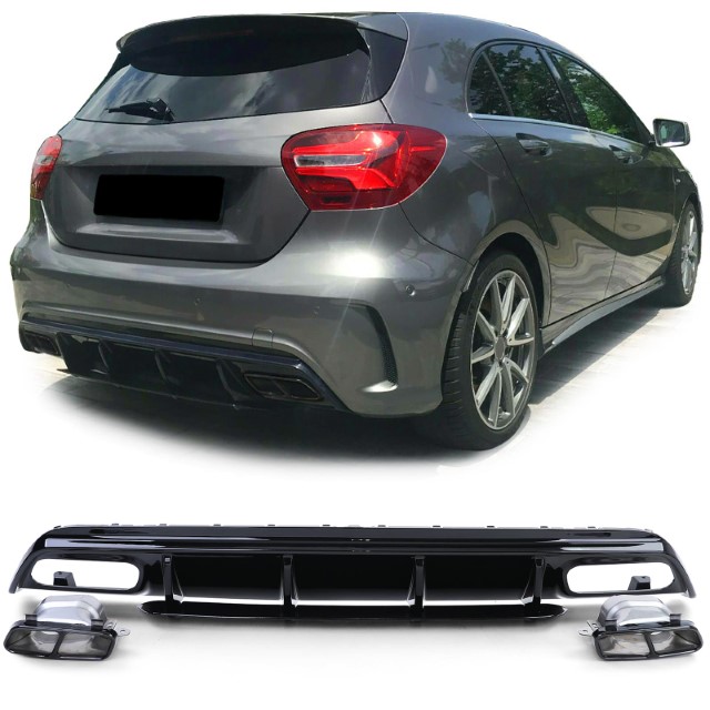 Diffusor Mercedes W176 A45 Edition Glans zwart, zwart Sierstukken