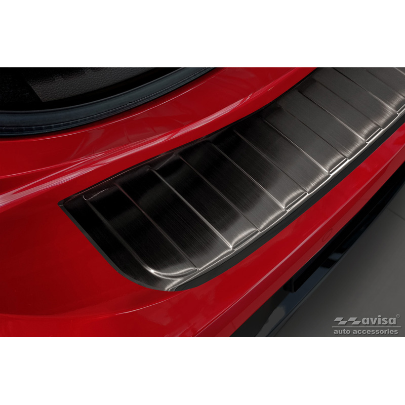Black Stainless Steel Rear bumper protector  Toyota Corolla XII HB 2019- (incl. GR-Sport) 'Ribs'