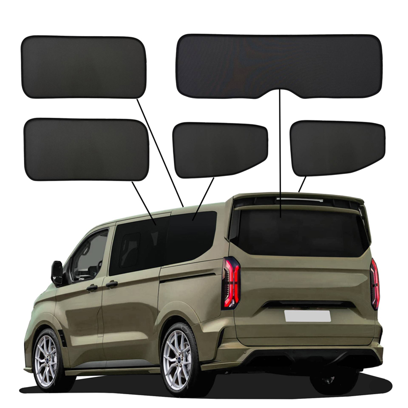 SunClip Protection visuelle & solaire sur mesure pour Volkswagen T7 Caravelle (L1) 2024- & Ford Tourneo Custom (L1) 2023- sans vitres entrebâillantes