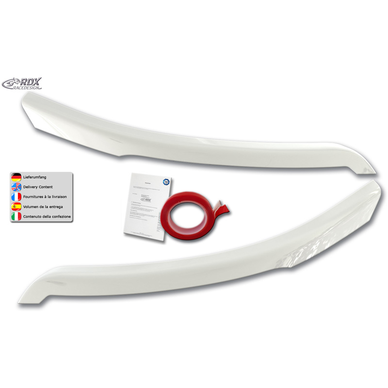 RDX Racedesign Head light spoilers  Ford Transit (Xenon and black Halogen headlights) 2014- (ABS Gloss White)