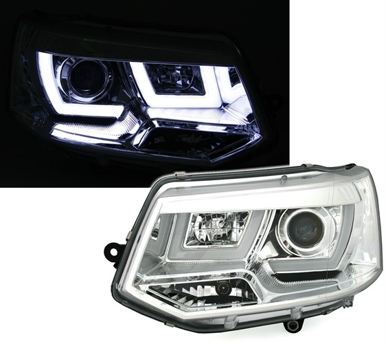Headlights VW T5 Transporter Tube Chrome