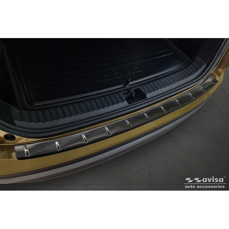 Black Stainless Steel Rear bumper protector  Skoda Kodiaq II (PS7) 2024- 'Ribs'