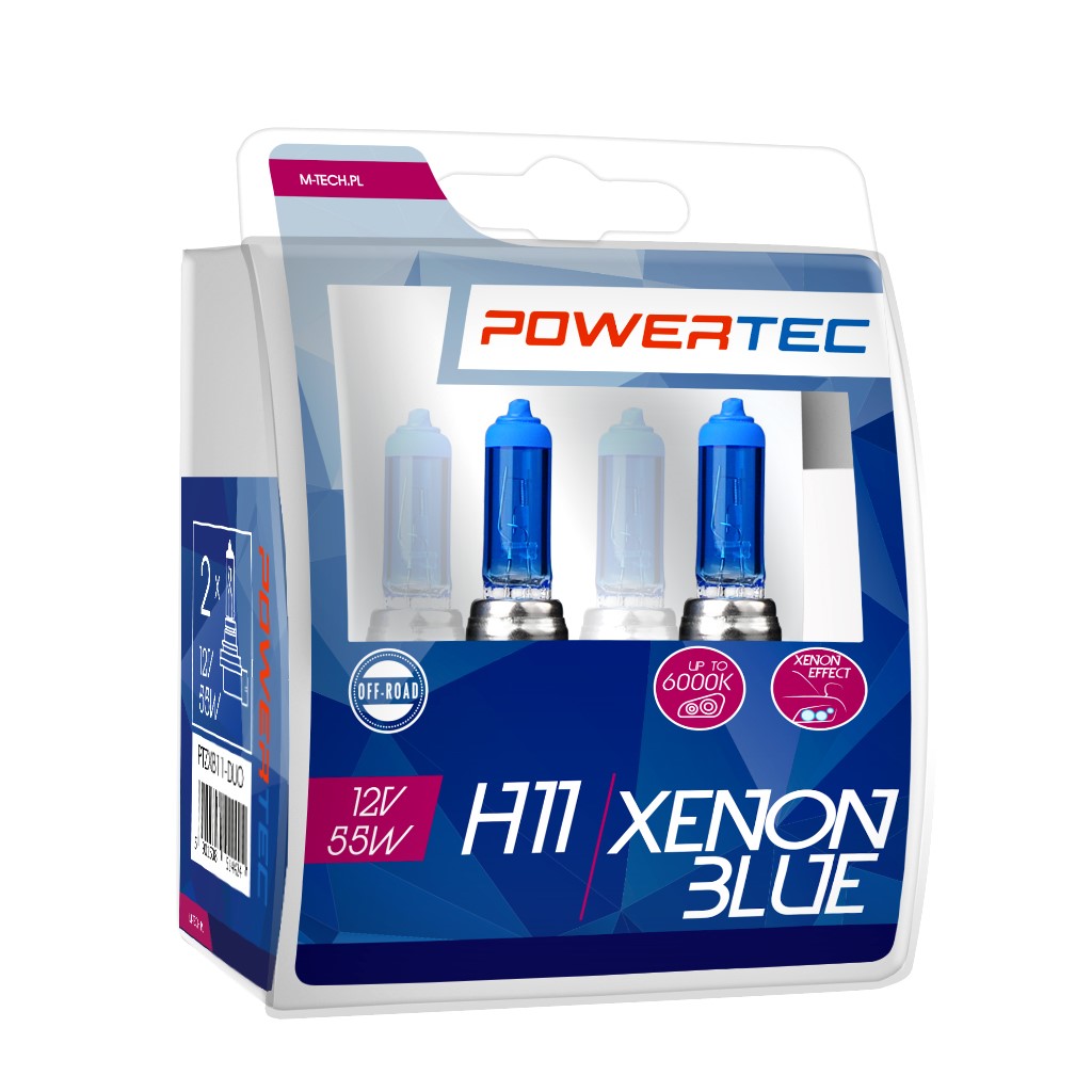 H11 lampen Xenon Blue 12V DUO Mtech Powertec