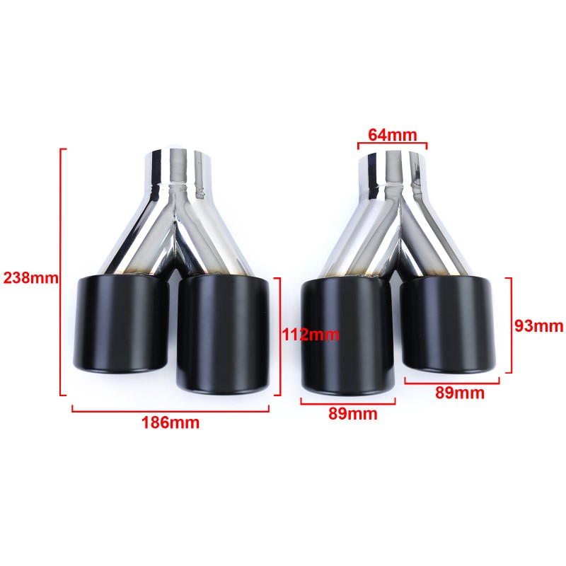 Uitlaat Sierstukken RVS universeel 89mm dubbel zwart