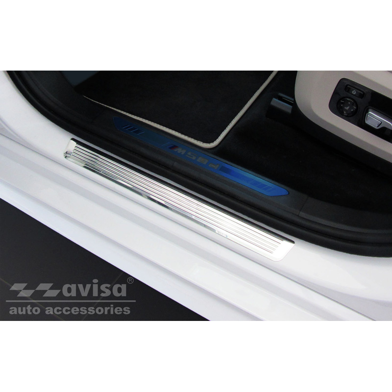 Inox door sill protectors  BMW X7 G07 2019- 'Lines' - 4-pieces