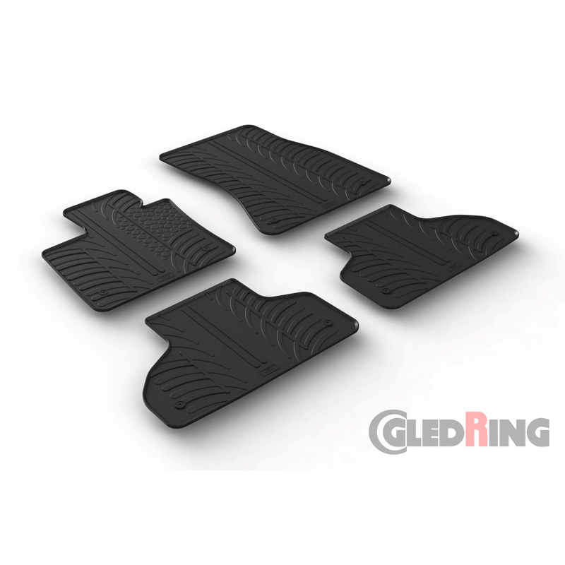 Rubber car mats set  BMW X5 (F15) 2013-2018 (T profile 4-pieces + mounting clips)