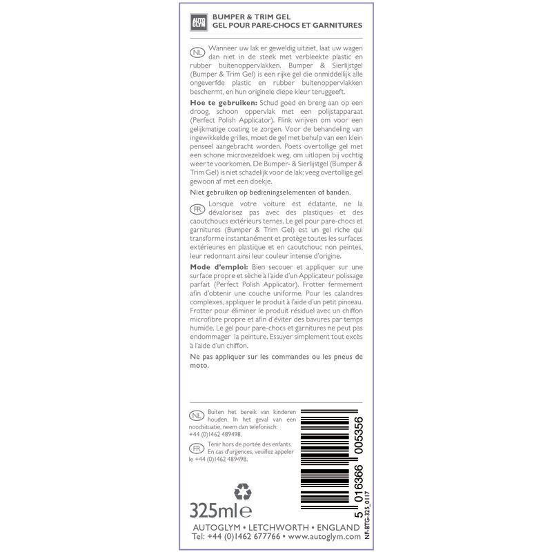 Autoglym Bumper & Trim Gel 325ML