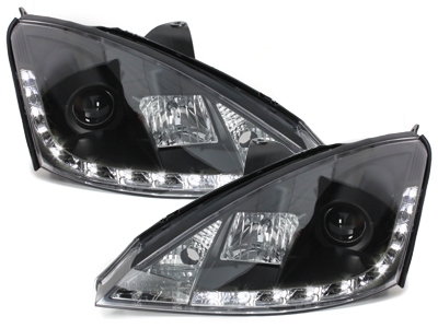 Koplampen Ford Focus 01-04 Devil Eyes DRL look 2 zwart