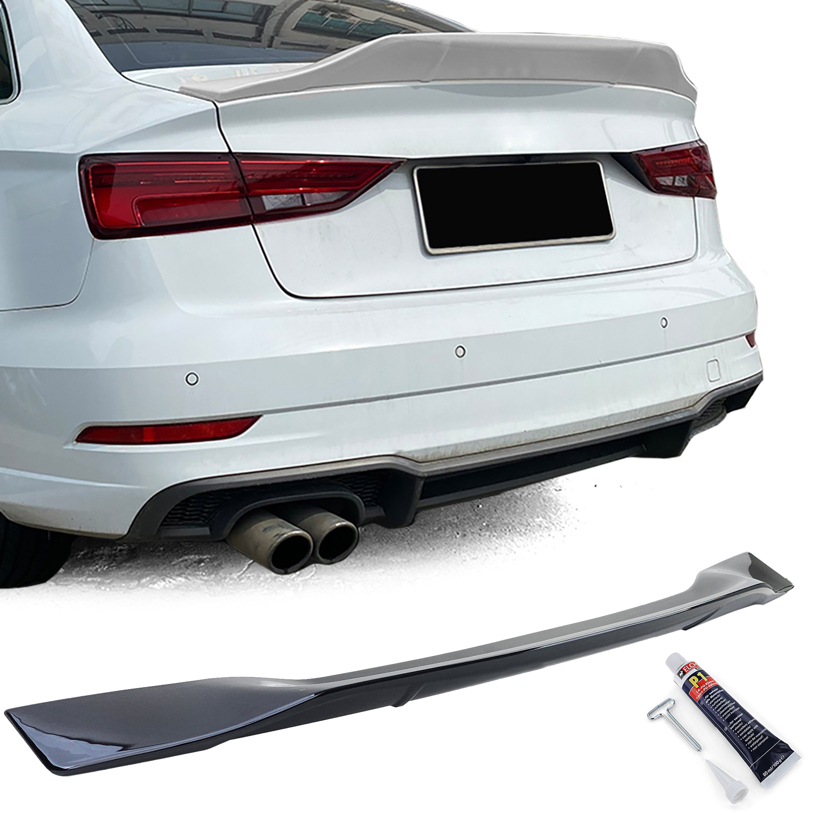 Spoiler Audi A3 8V Limousine Glans Zwart
