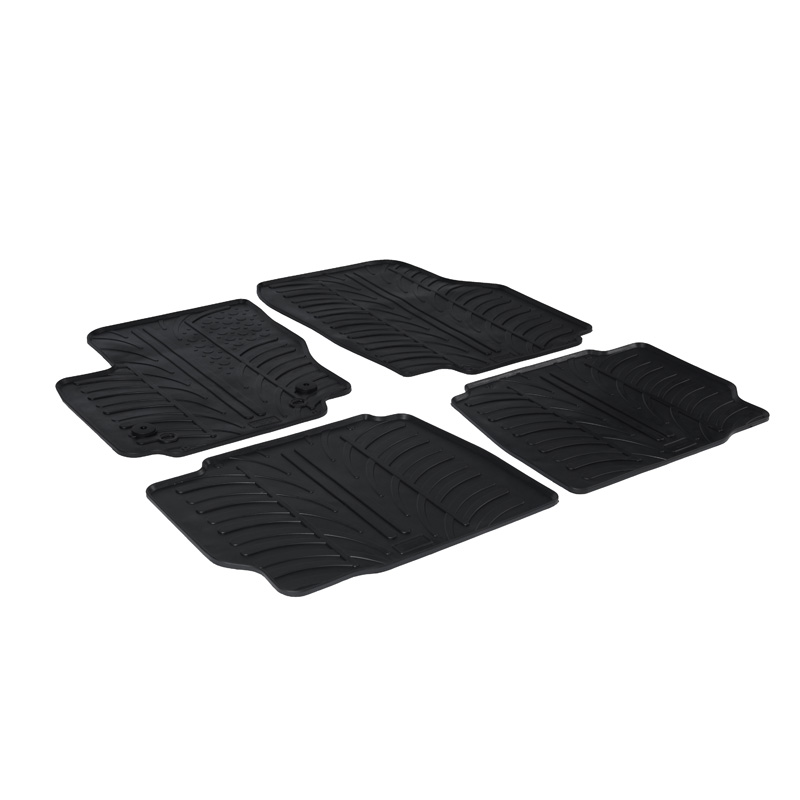 Rubber car mats set  Ford Mondeo 5 doors 2011-2014 (T profile 4-pieces + mounting clips)