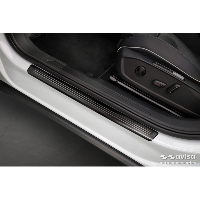 Black Inox door sill protectors  Volkswagen ID.5 2021- - 'Lines' - 4-pieces